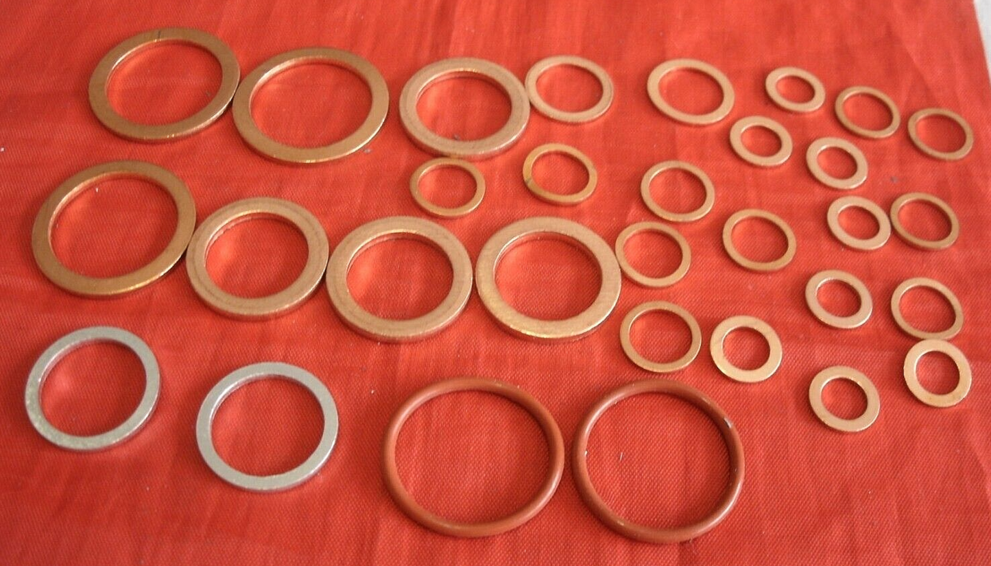 1 Set Of Sealing Washers Copper Rubber & Aluminum Land Rover VM Diesel 2.4 & 2.5