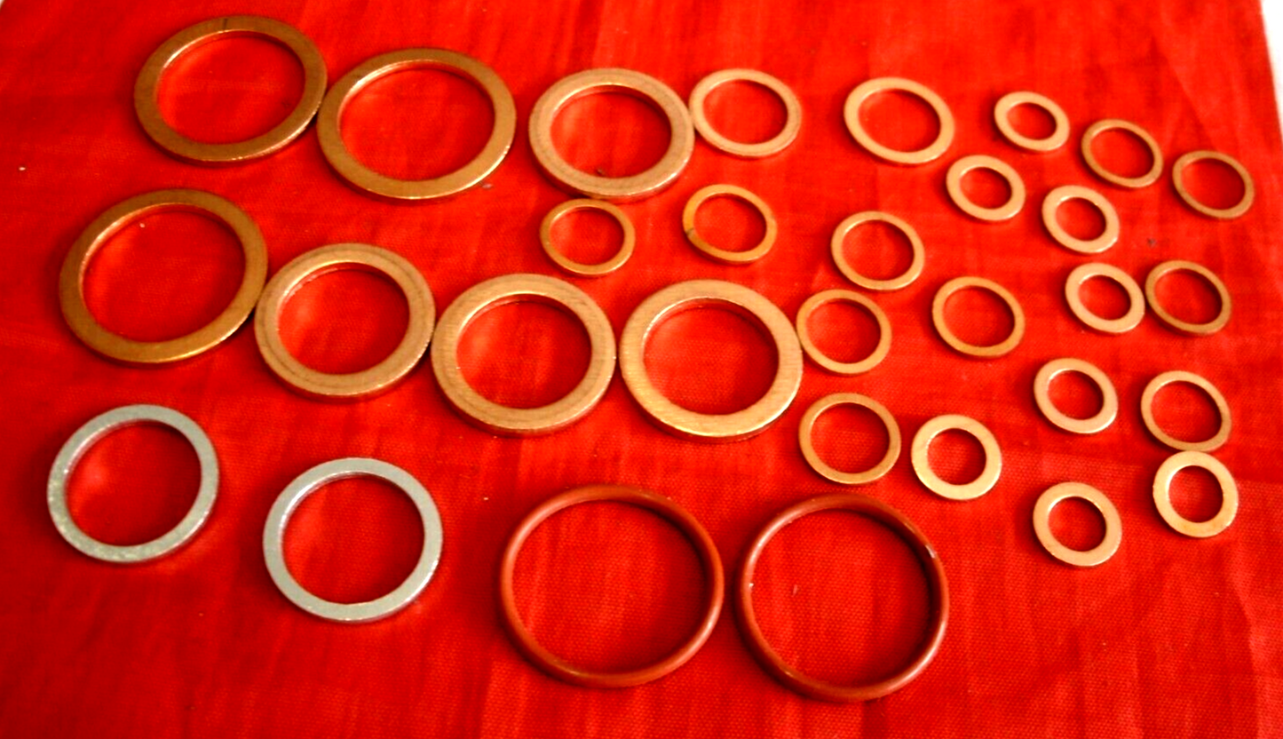 1 Set Of Sealing Washers Copper Rubber & Aluminum Land Rover VM Diesel 2.4 & 2.5